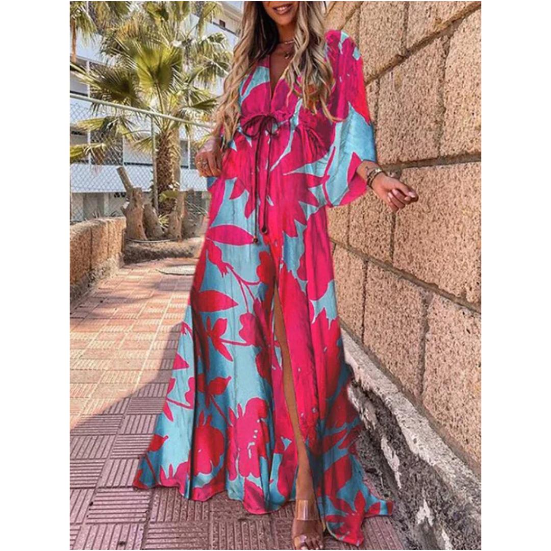 Heart Print Maxi Dress | Lightweight Tie Waist | Flowy Resort Cover-Up
