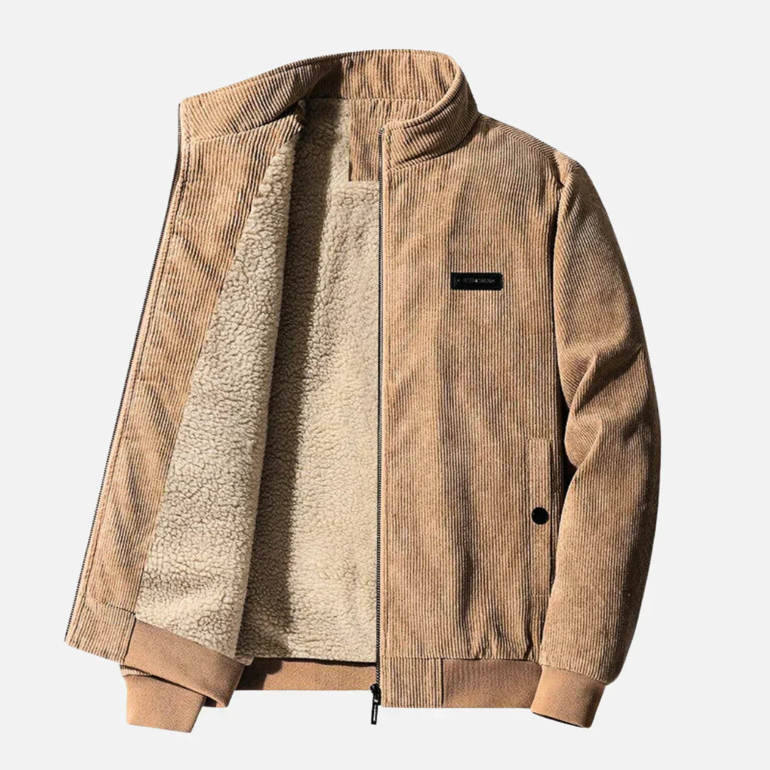 Corduroy Fleece-Lined Jacket | Zip-Up Bomber Style | Warm Casual Outerwear