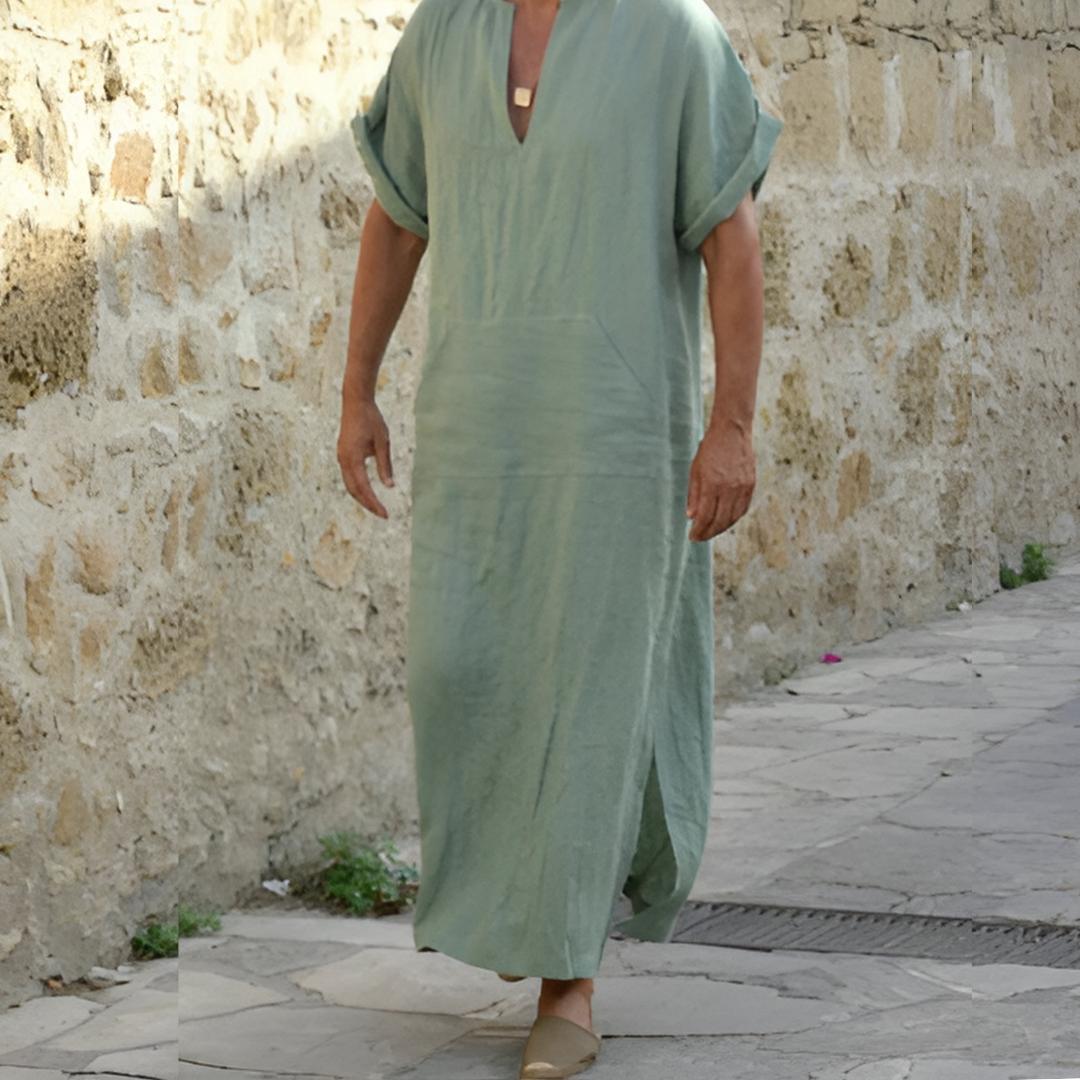 Men’s Long Kaftan Tunic | Linen Blend | Relaxed Fit