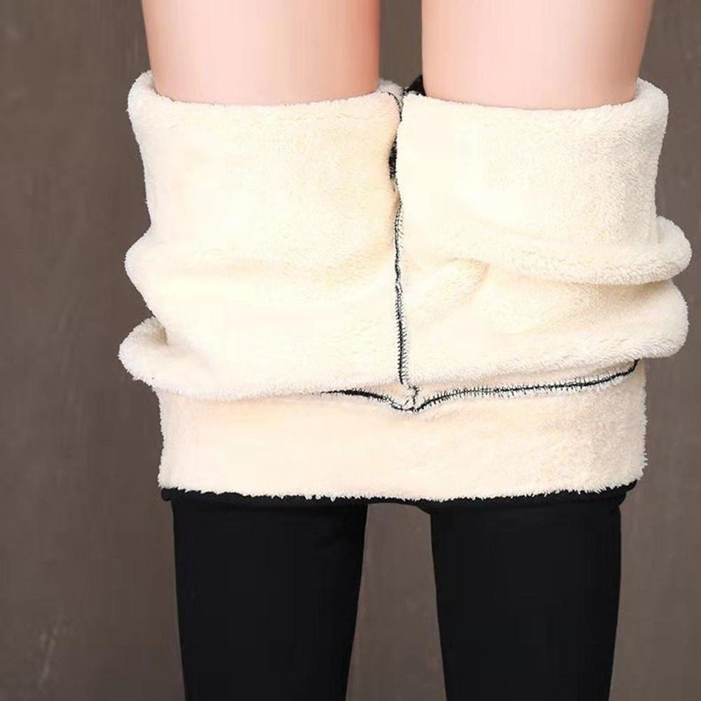 Fleece-Lined Thermal Leggings | Black & White | Polyester Blend | Winter Warmth