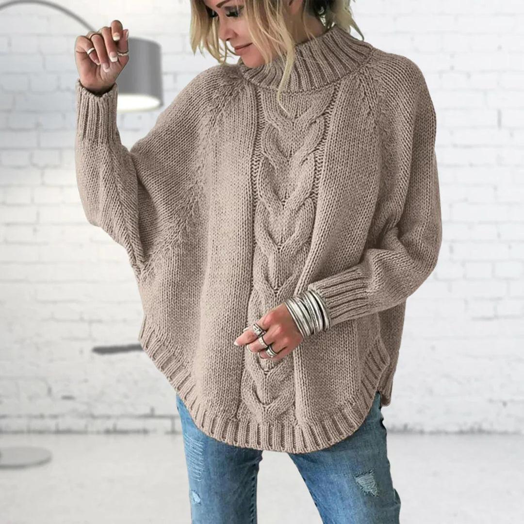 Cable Knit Mock Neck Sweater | Chunky Texture | Oversized Fit