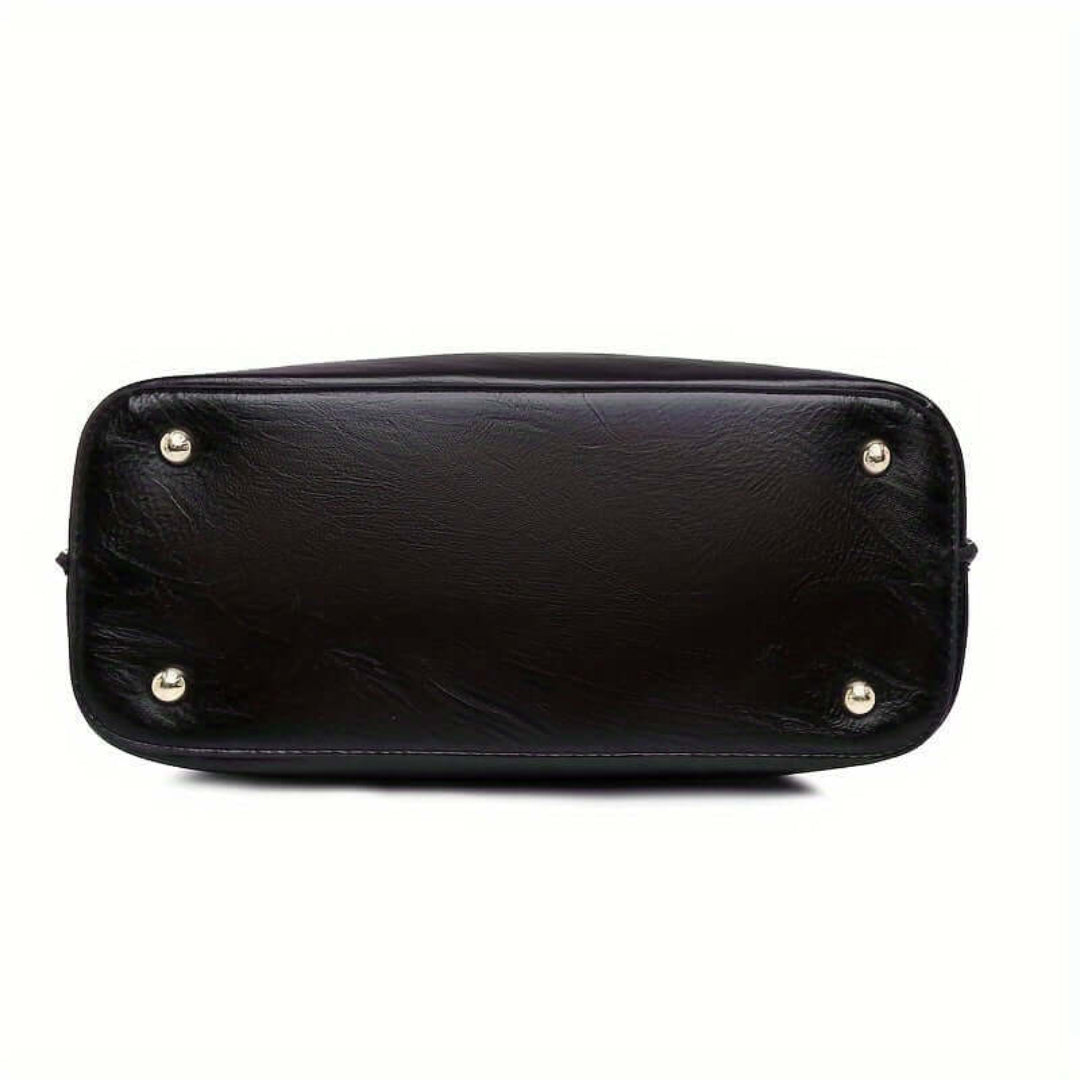 Structured Handbag with Contrast Trim | Vegan Leather | Dual Carry Tote