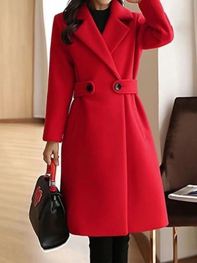 Classic Long Wool-Blend Coat | Elegant Tailored Fit | Winter-Ready | Office to Evening Wear
