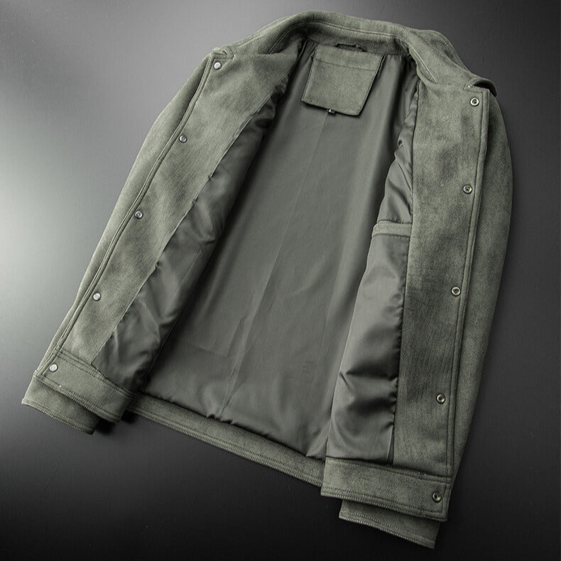 Men’s Suede Trucker Jacket | Classic Button-Up Outerwear for Transitional Weather