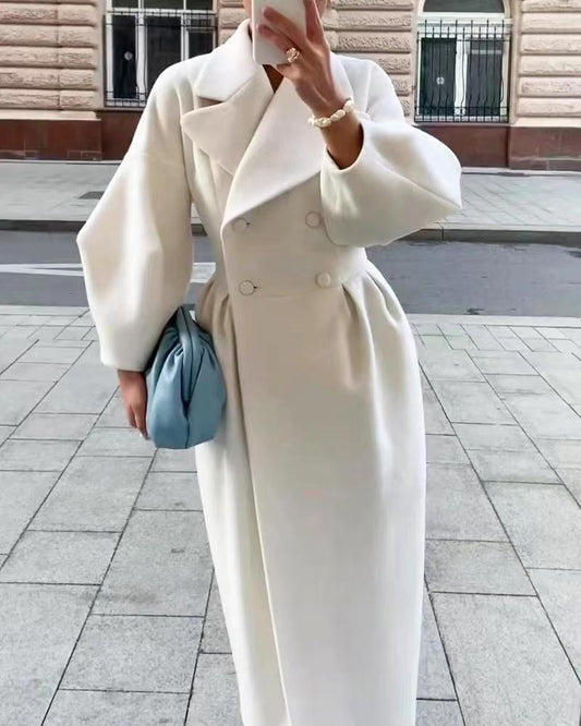 Elegant Long Wool Blend Coat | Belted Waist | Timeless Style | Sophisticated Outerwear