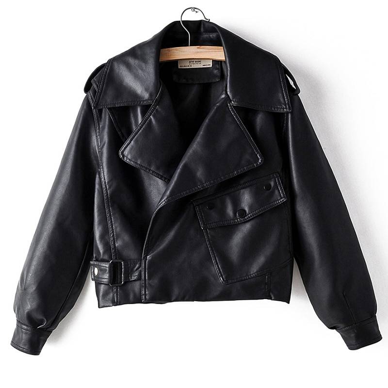 Cropped PU Leather Moto Jacket | Bold & Edgy | Adjustable Belt | Statement Outerwear