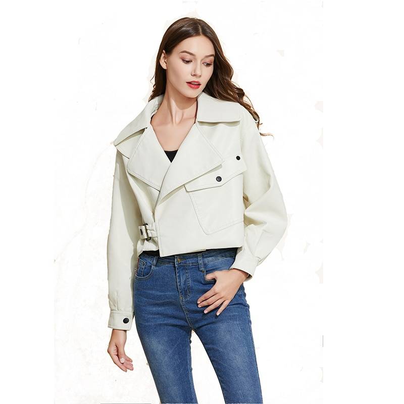 Cropped PU Leather Moto Jacket | Bold & Edgy | Adjustable Belt | Statement Outerwear