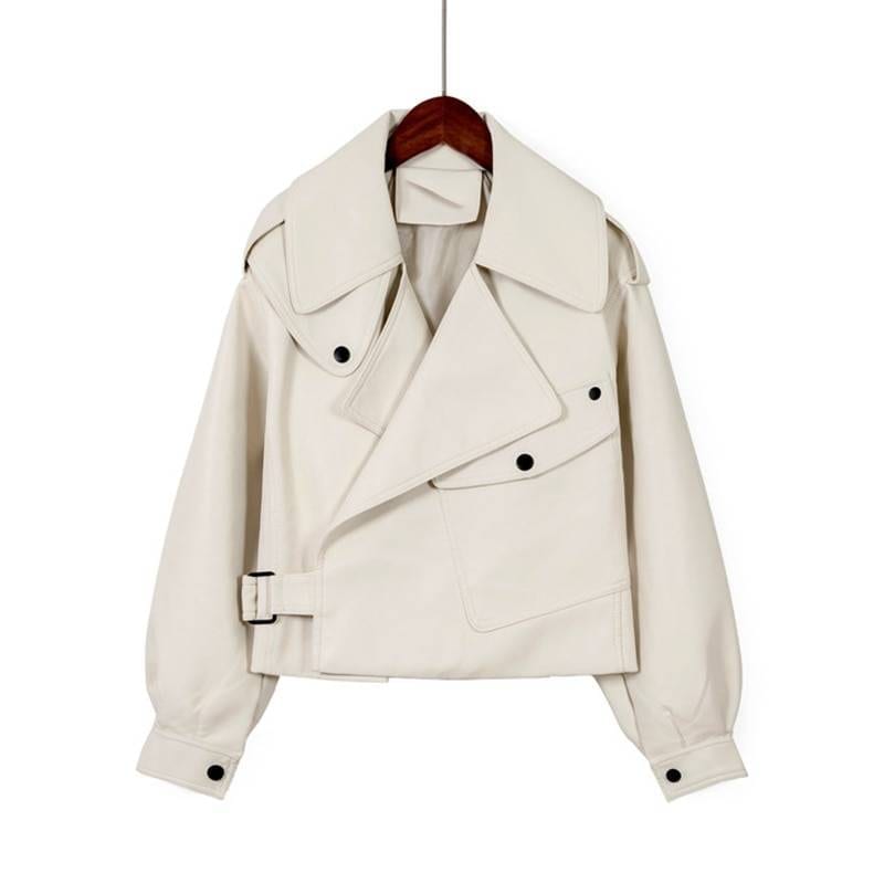 Cropped PU Leather Moto Jacket | Bold & Edgy | Adjustable Belt | Statement Outerwear