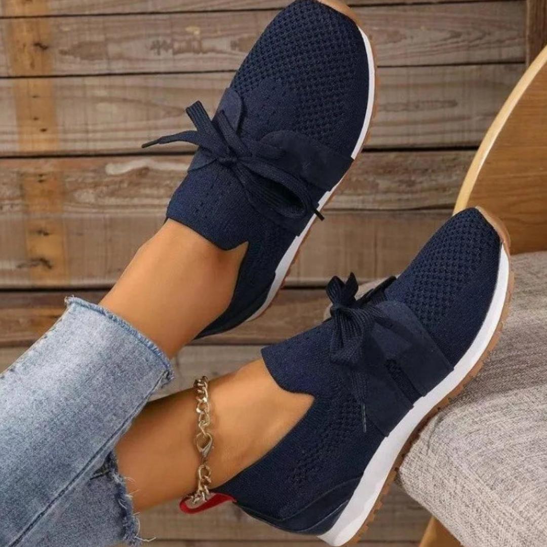 Knit Lace-Up Runners | Lightweight Slip-On Sneakers | Breathable Walking Design