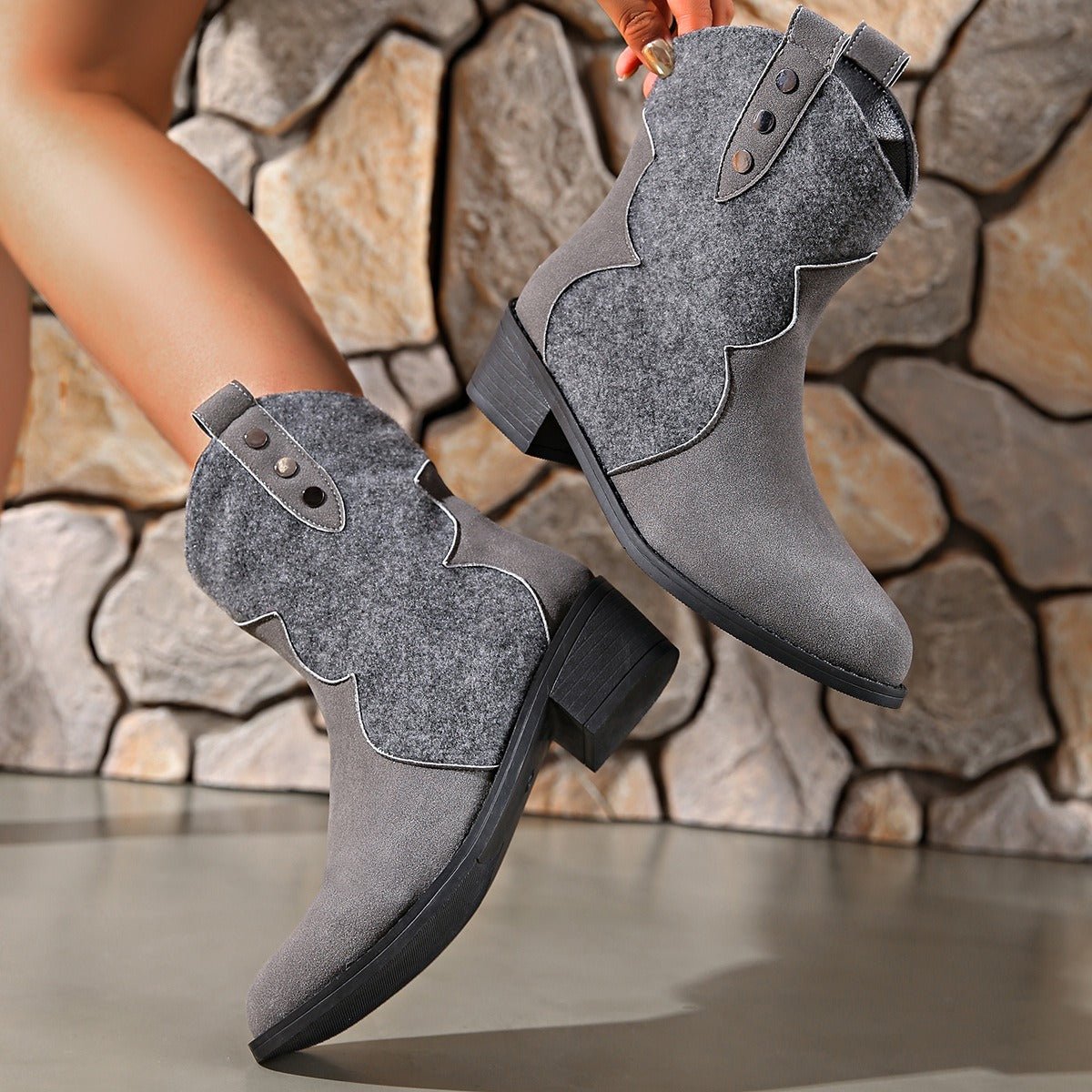 Western Ankle Boots | Faux Suede | Low Heel | Everyday Style