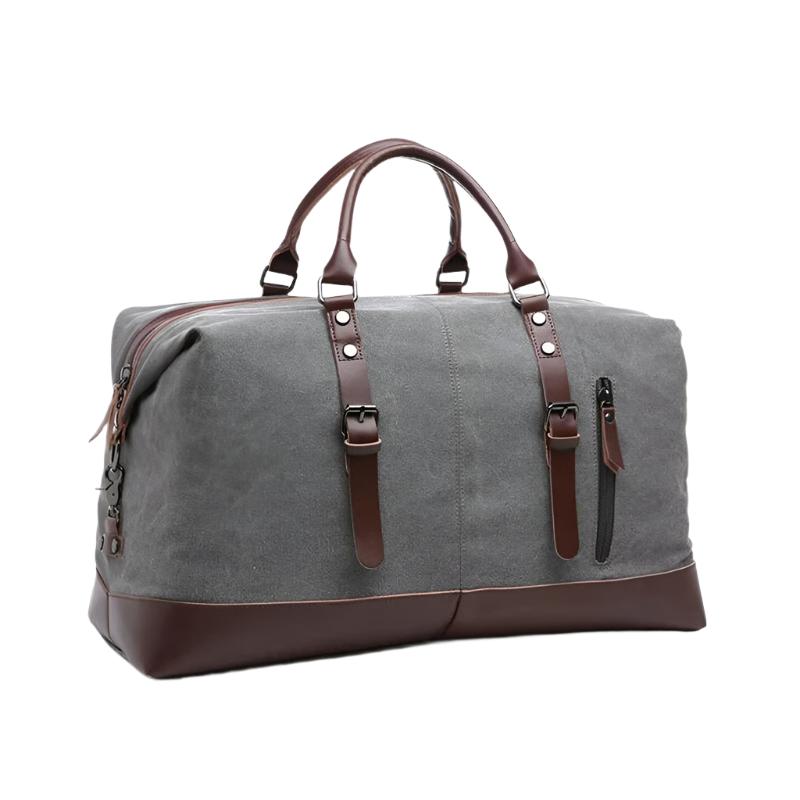 Canvas Weekender Duffel Bag | Leather Trim | Travel Carryall