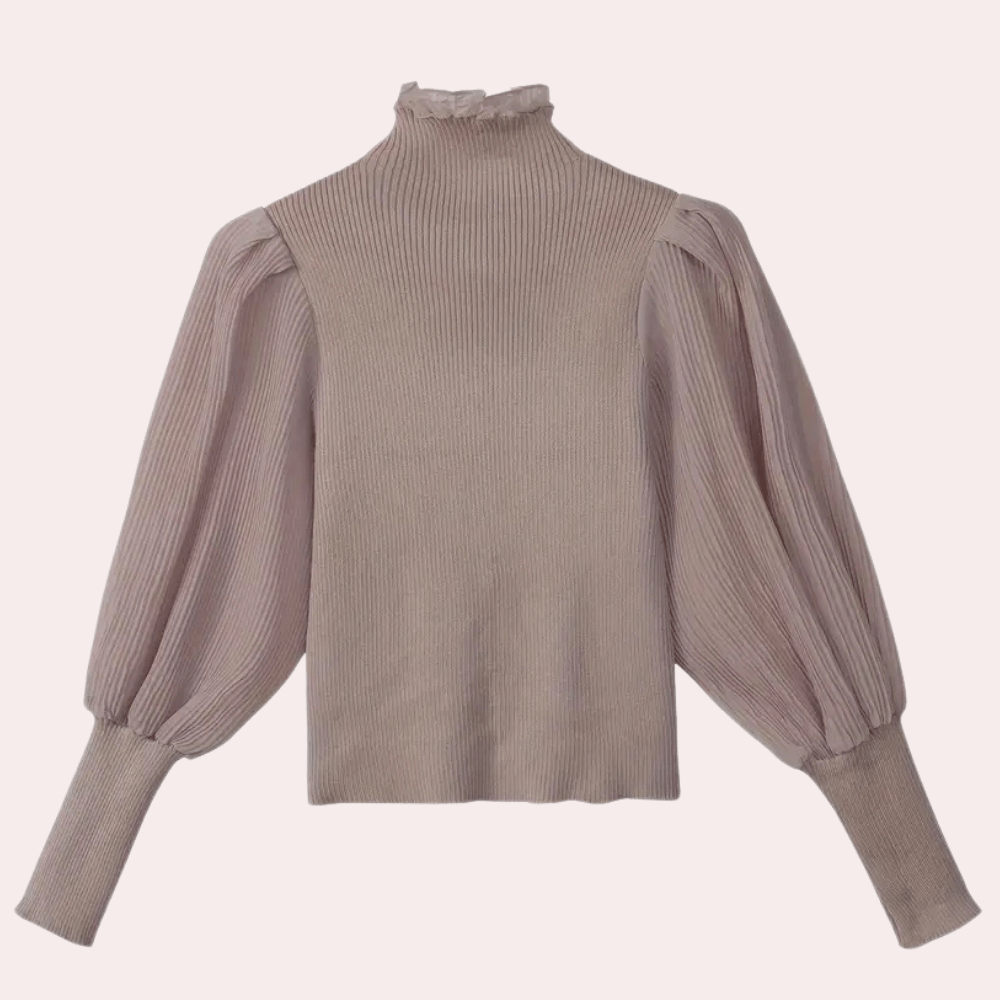 Elegant Puff-Sleeve Blouse | Chic Button Detail | Soft Knit Fabric | Office & Casual