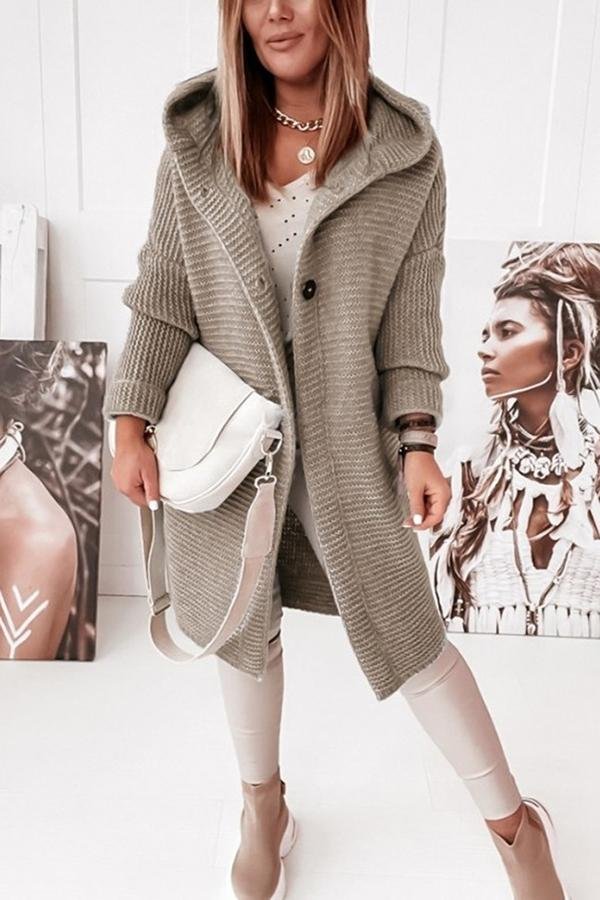 Chunky Knit Cardigan | Hooded Design | Soft Acrylic Blend | Casual Everyday Layer