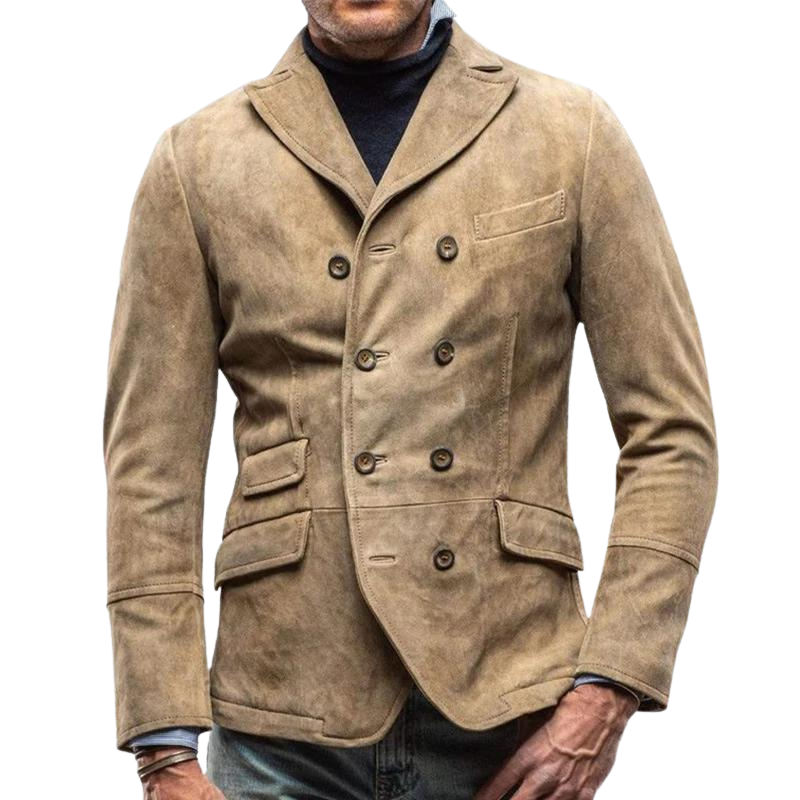 Men's Double-Breasted Suede Blazer | Structured Fall Jacket | Smart-Casual Outerwear Canada