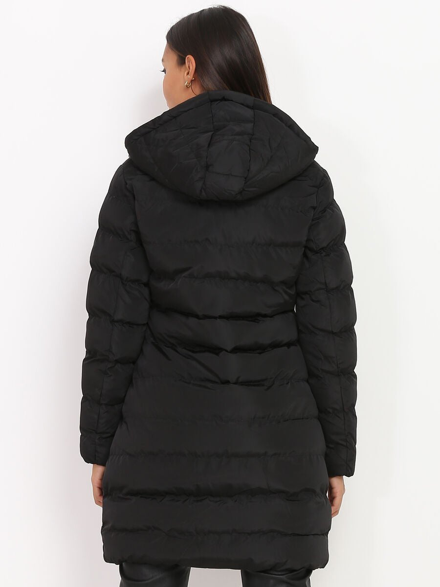 Long Hooded Puffer Coat | Water-Resistant | Polyester Fill | Winter Comfort
