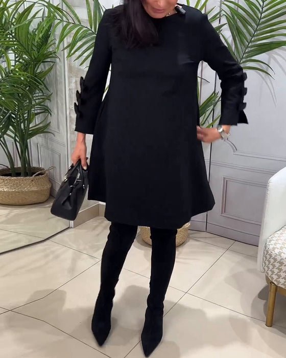 A-Line Long-Sleeve Dress | Chic Bow-Tie Sleeves | Lightweight Fabric | Everyday Elegance