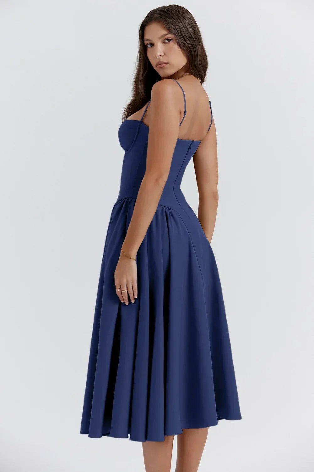 Bustier Midi Dress | Fit-and-Flare Silhouette | Soft Cotton Blend