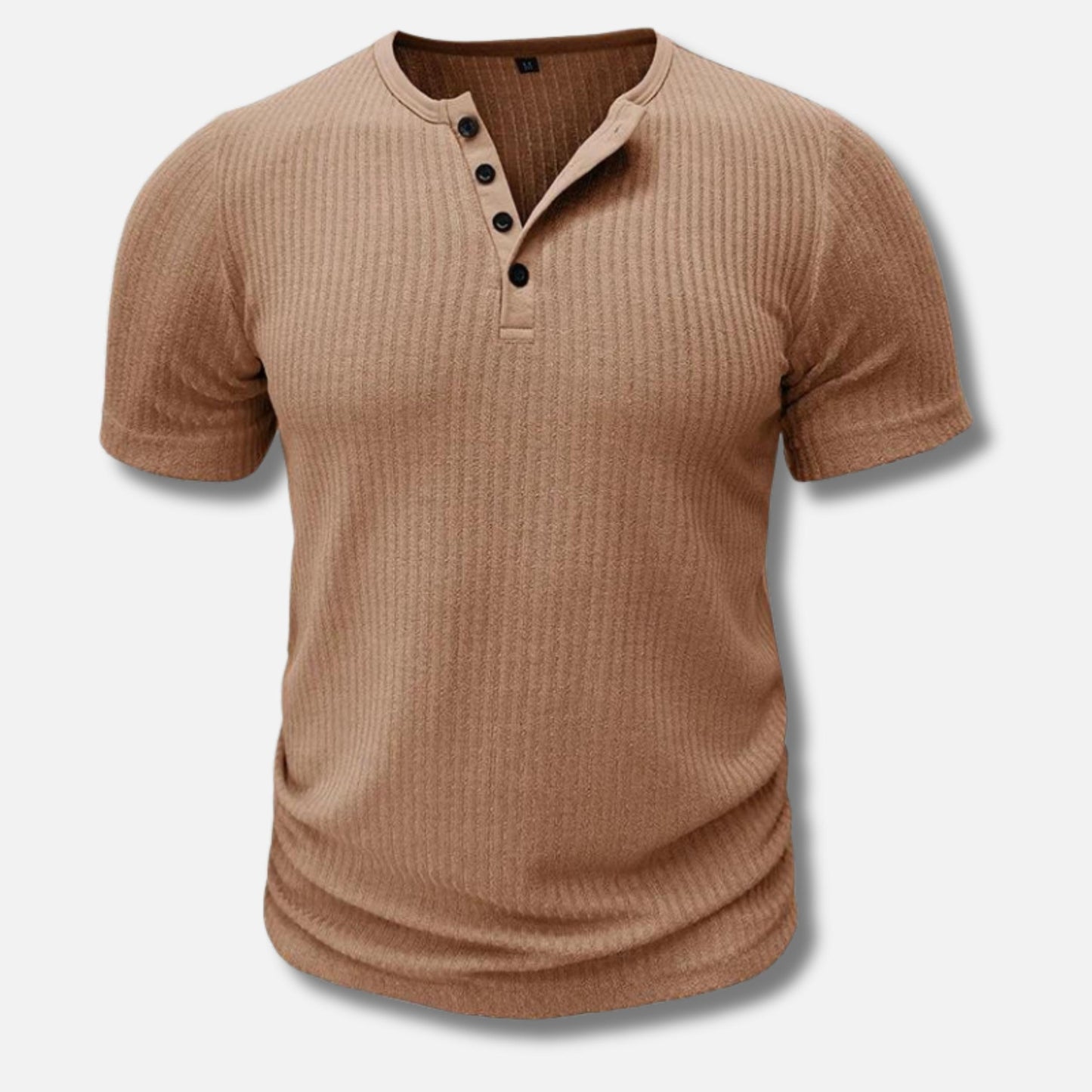 Men's Ribbed Henley T-Shirt | Short Sleeve | Stretch Slim Fit