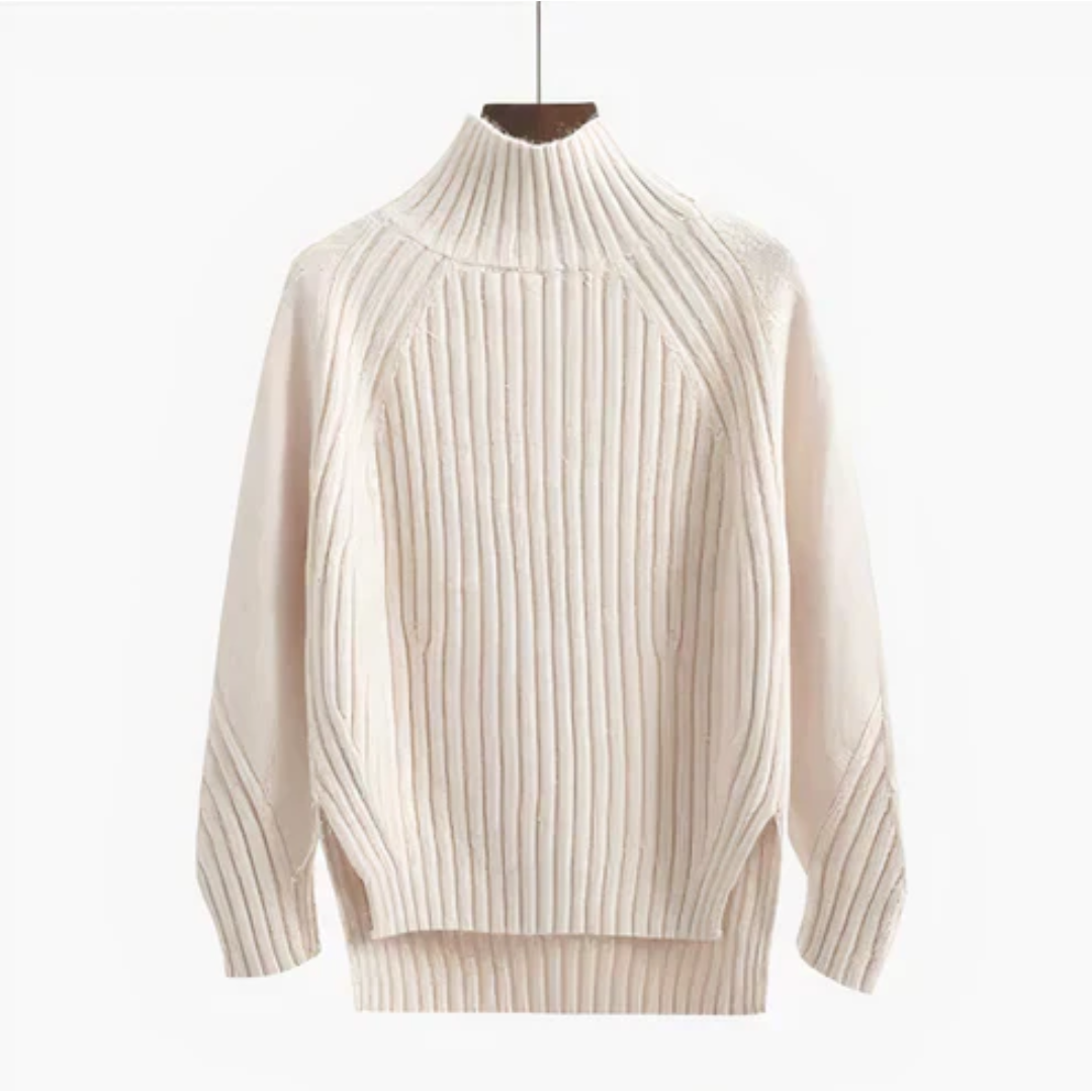 Ribbed Knit Turtleneck Sweater | High-Low Hem | Cozy Fall Essential