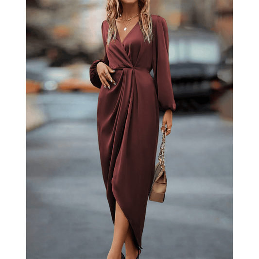 Elegant Wrap Midi Dress | Flattering Fit | Soft Fabric | Evening & Cocktail Wear
