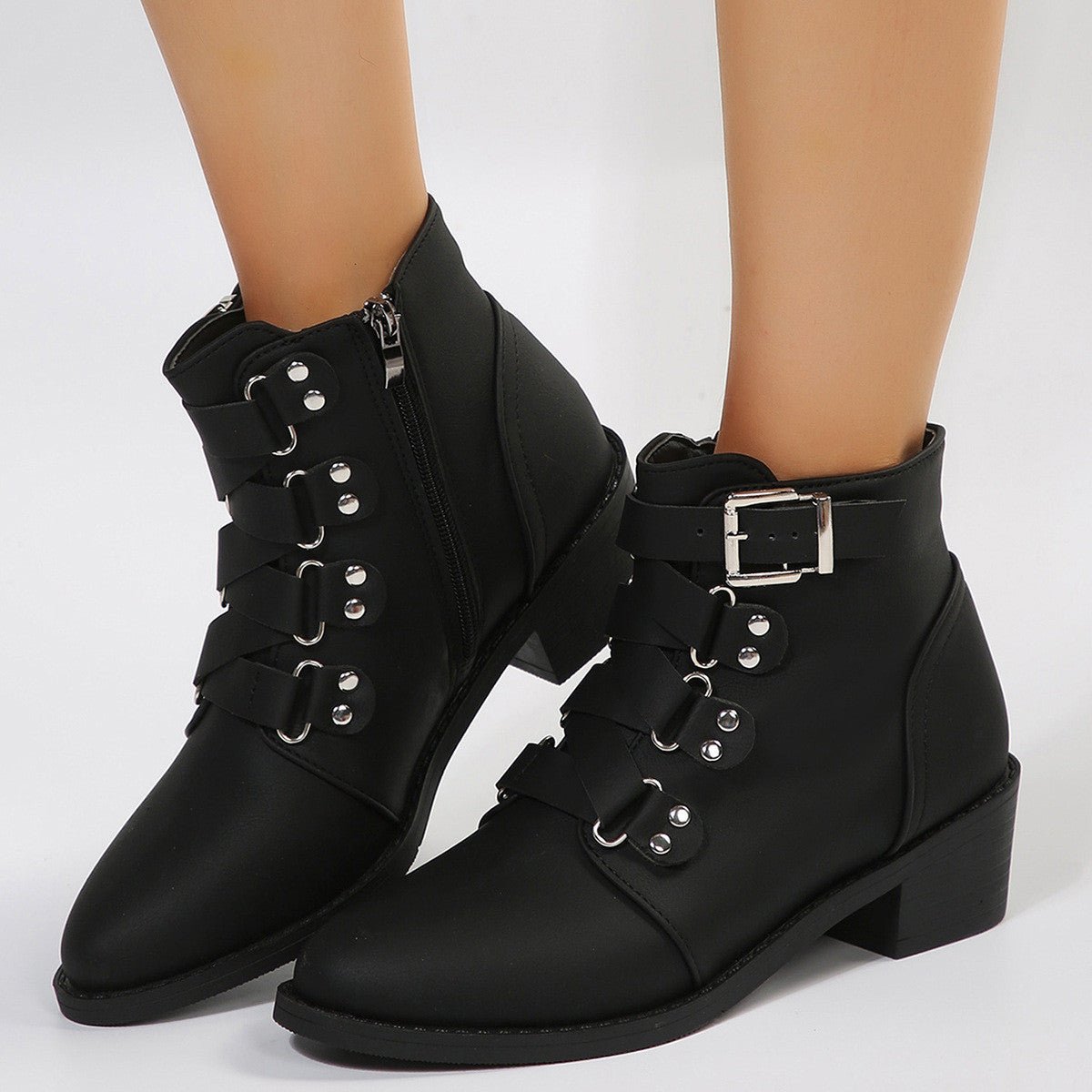 Chic Ankle Boots | Buckle Accent | Faux Leather | Everyday Elegance