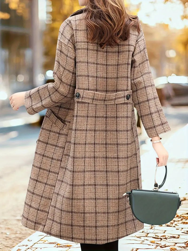 Double-Breasted Plaid Coat | Wool Blend | Timeless Elegance
