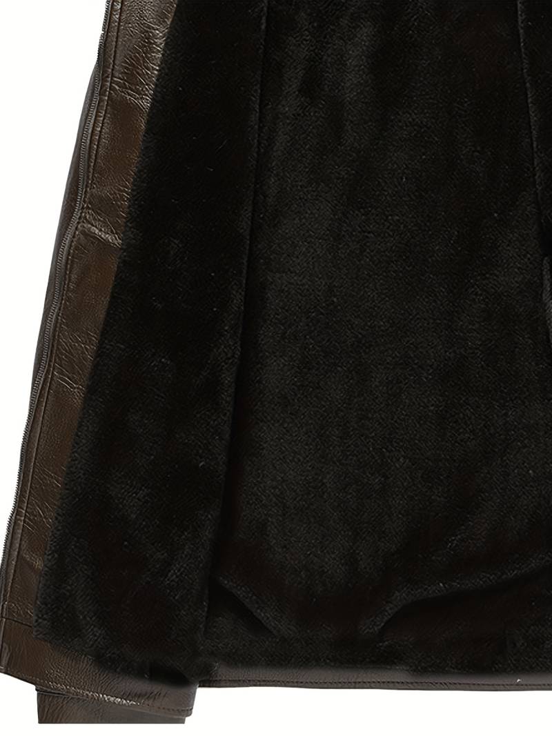 Men's Leather Jacket | Luxe Faux Fur Collar | Genuine Leather | Winter Warmth