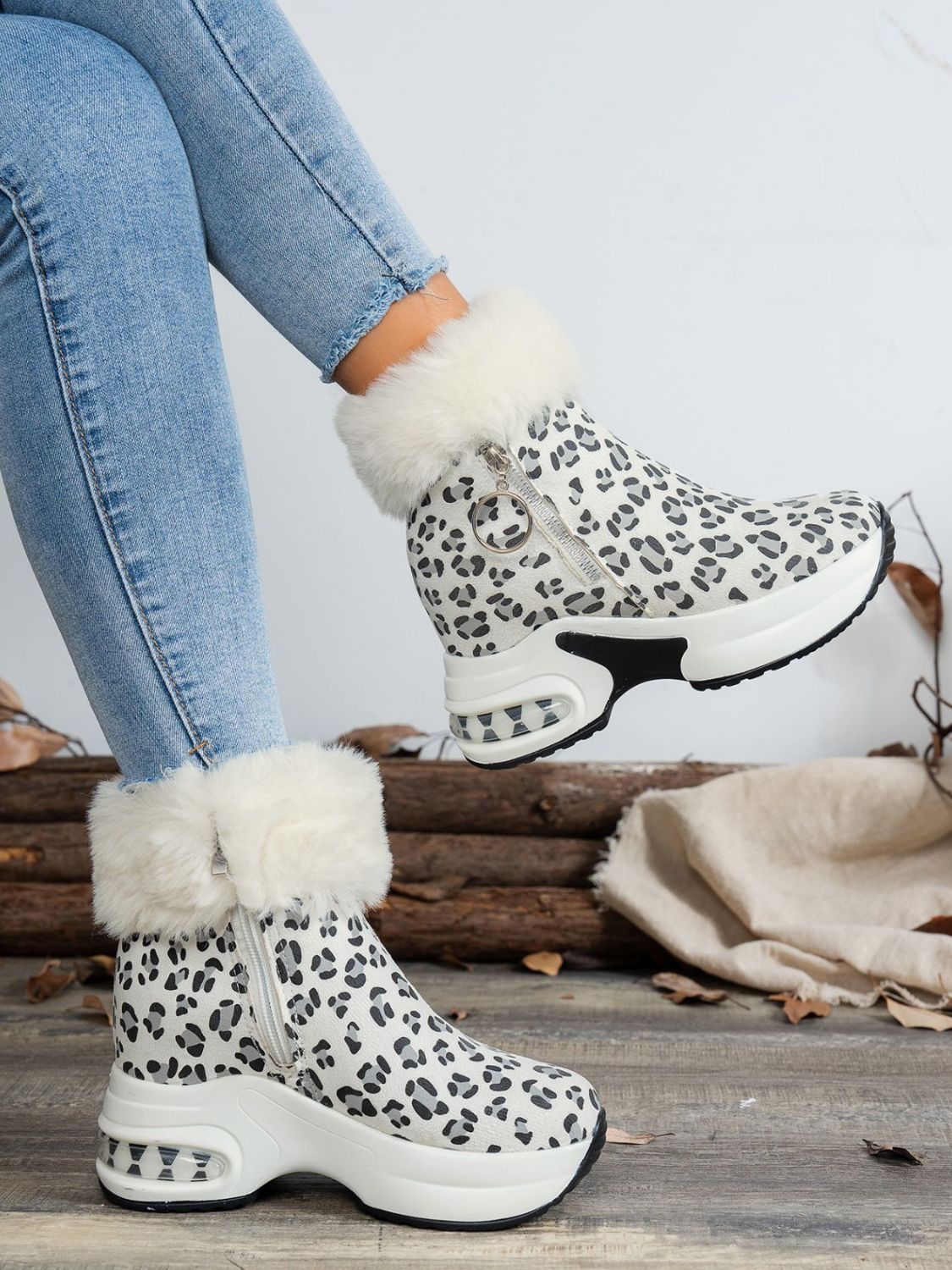 Leopard Print Fur-Lined Ankle Boots | Warm & Stylish | Winter-Ready
