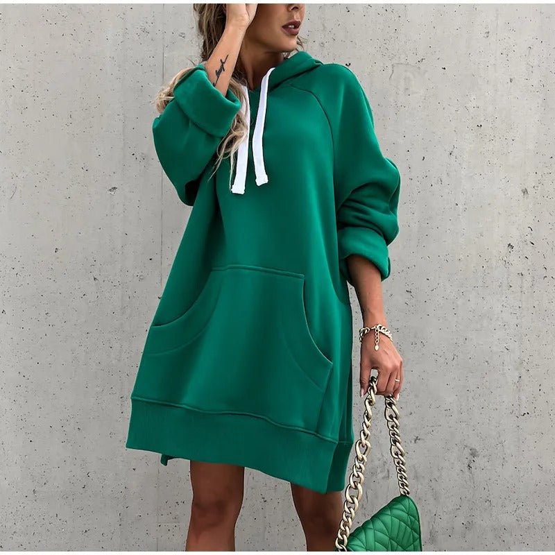 Oversized Hoodie Dress | Fleece-Lined | Kangaroo Pocket & Side Slits