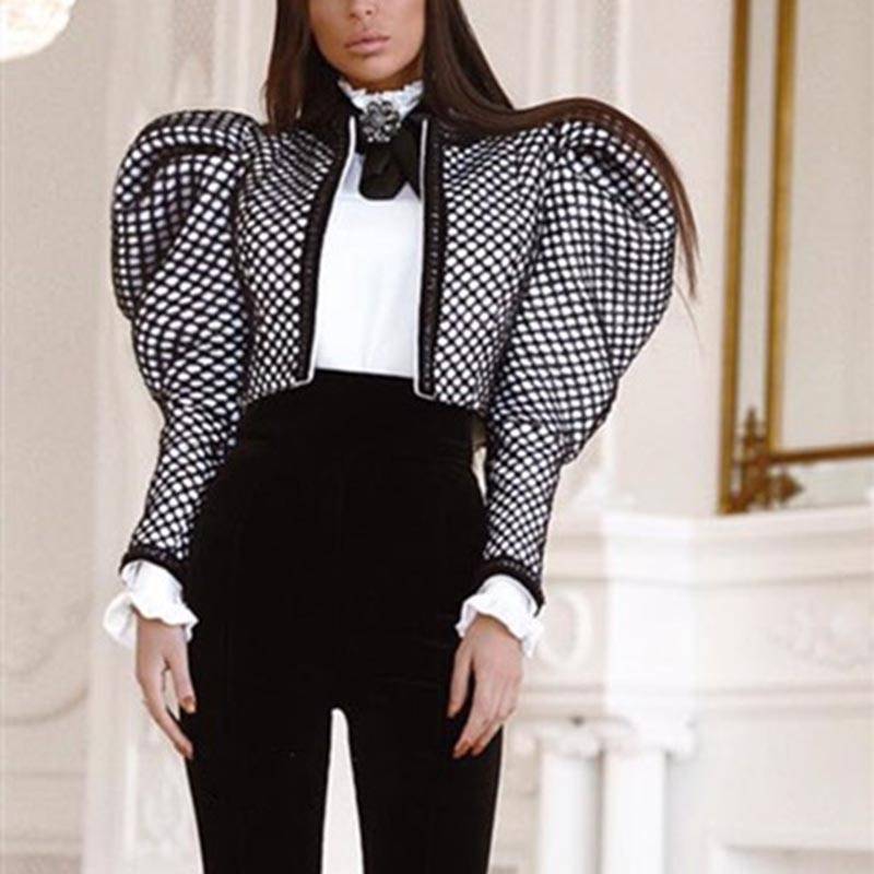 Statement Puff-Sleeve Blouse | Polka Dot Design | Bow Tie Accent | Bold Evening Wear