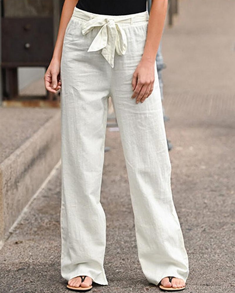 Wide Leg Drawstring Pants | Lightweight Linen Blend | Relaxed Fit