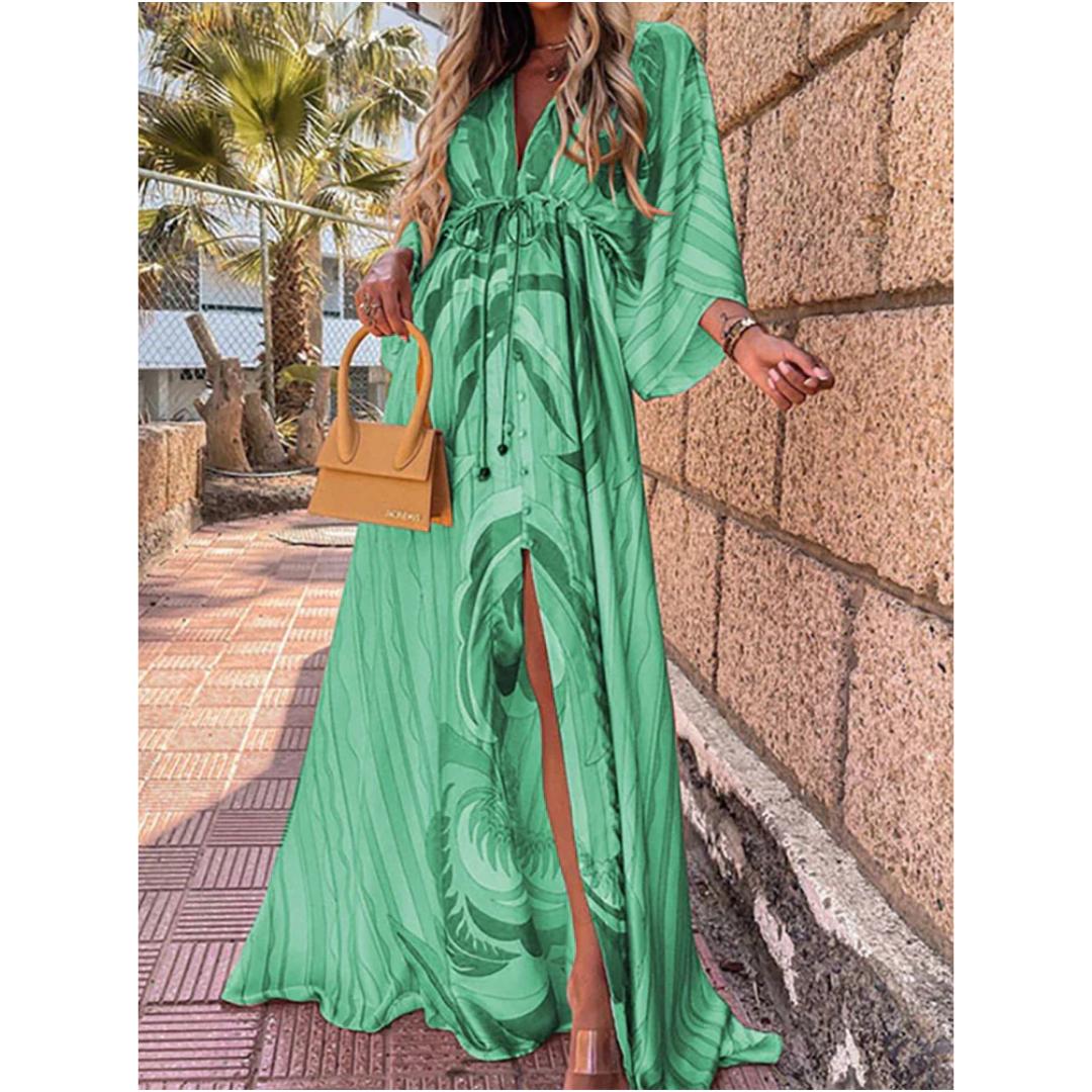 Heart Print Maxi Dress | Lightweight Tie Waist | Flowy Resort Cover-Up