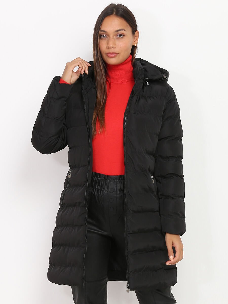 Long Hooded Puffer Coat | Water-Resistant | Polyester Fill | Winter Comfort