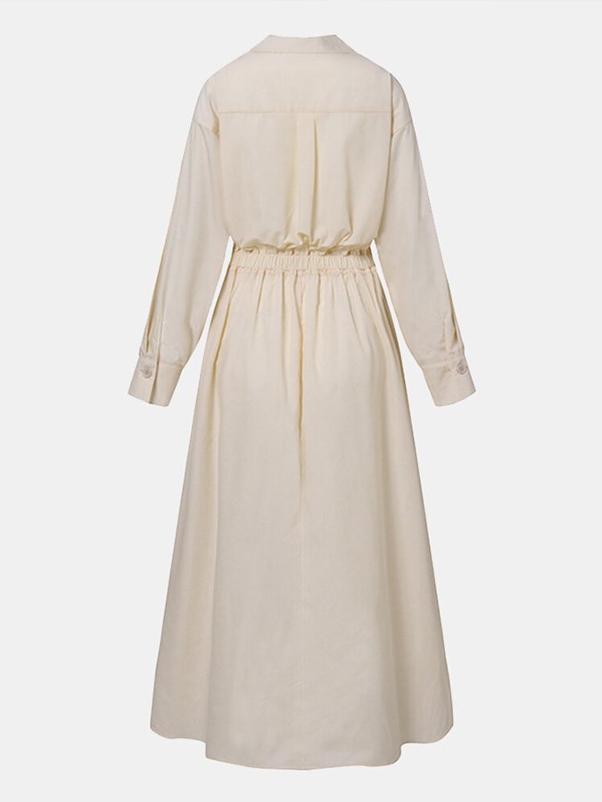 Structured Shirt Dress | Waist Pleat Detail & Midi Hem | Crisp Cotton Blend