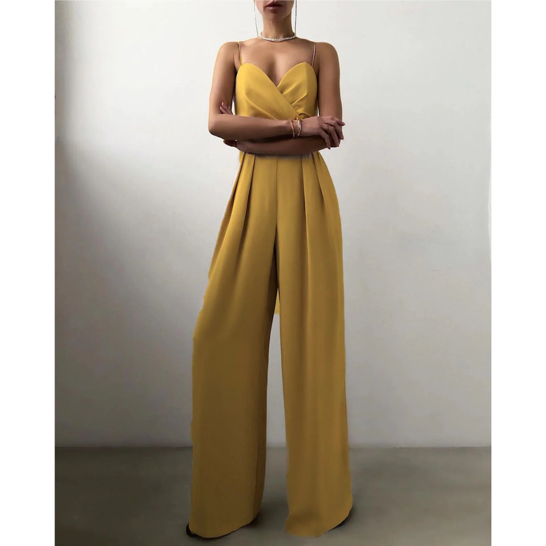 Strapless Pleated Jumpsuit | Wide-Leg Silhouette | Elegant Evening One-Piece