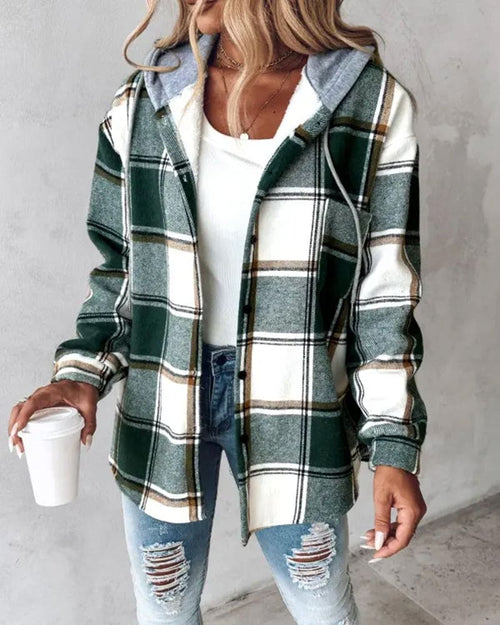 Plaid Flannel Jacket | Oversized Fit | Cotton Blend | Casual Layering Essential