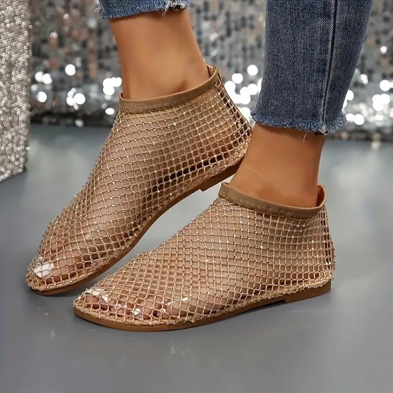 Crystal Mesh Slip-On Flats | Lightweight | Breathable Glam