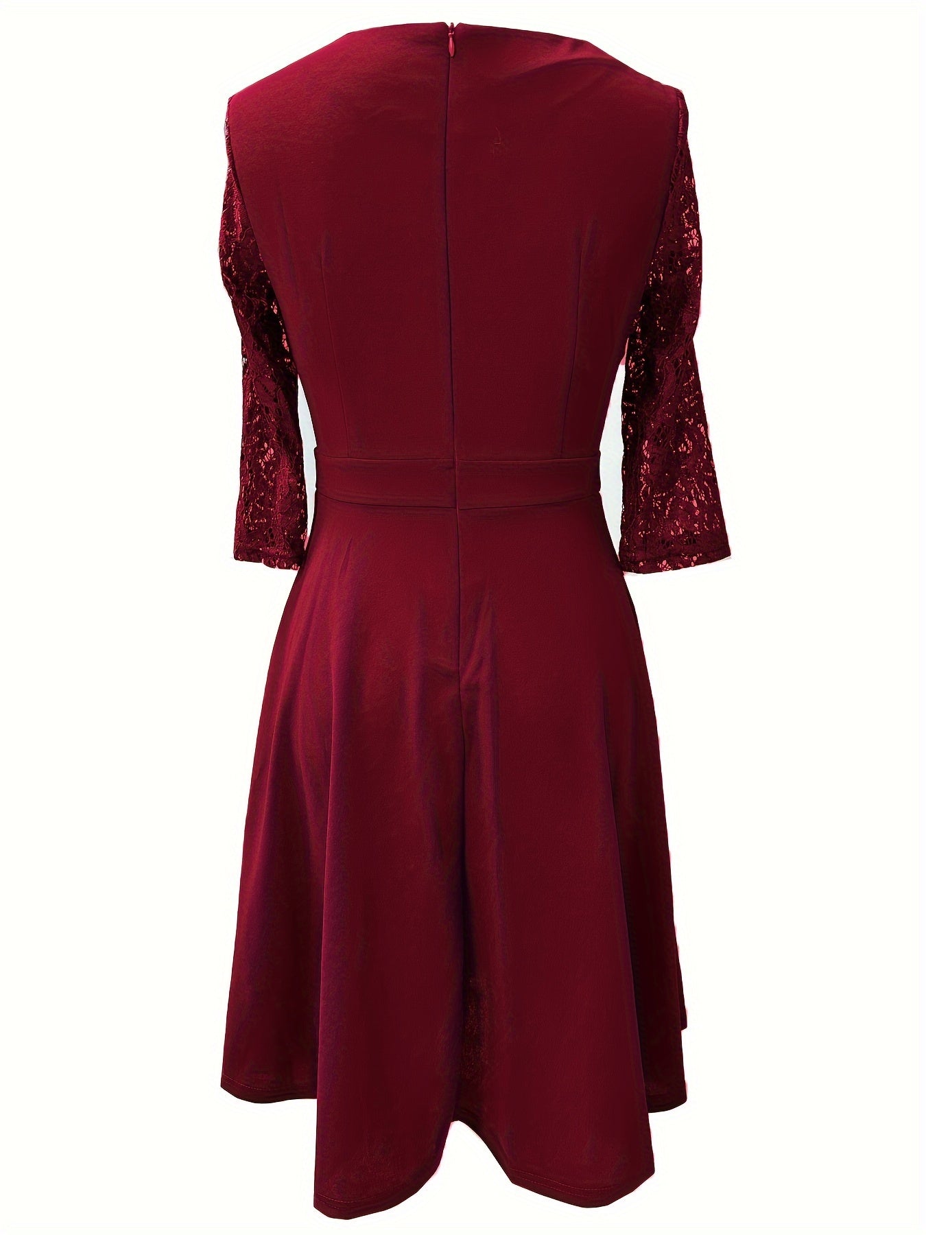 Elegant A-Line Dress | Sheer Lace Sleeves | Knee-Length | Versatile Occasion Wear