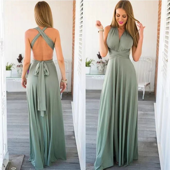 Sleeveless Convertible Maxi Dress | Flowy Silhouette | Soft Stretch Fabric | Perfect for Weddings or Formal Events