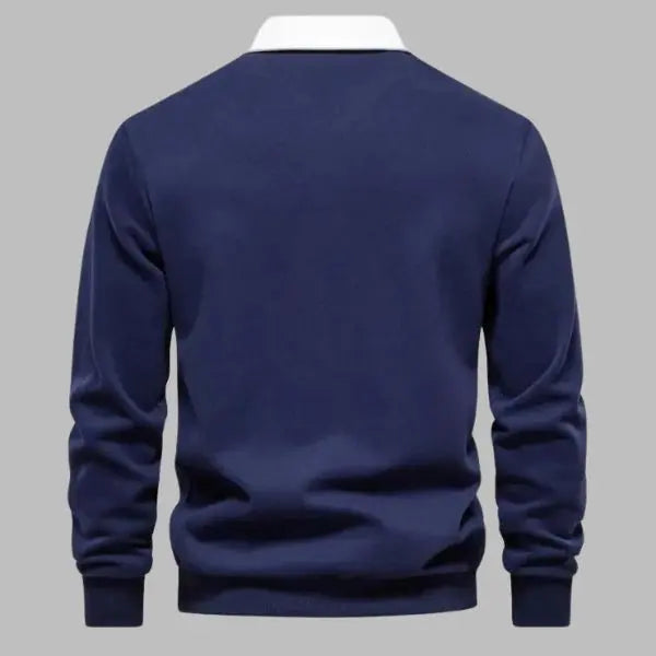 Men's Polo Collar Sweatshirt | Soft Knit Blend | Casual Smart-Layer