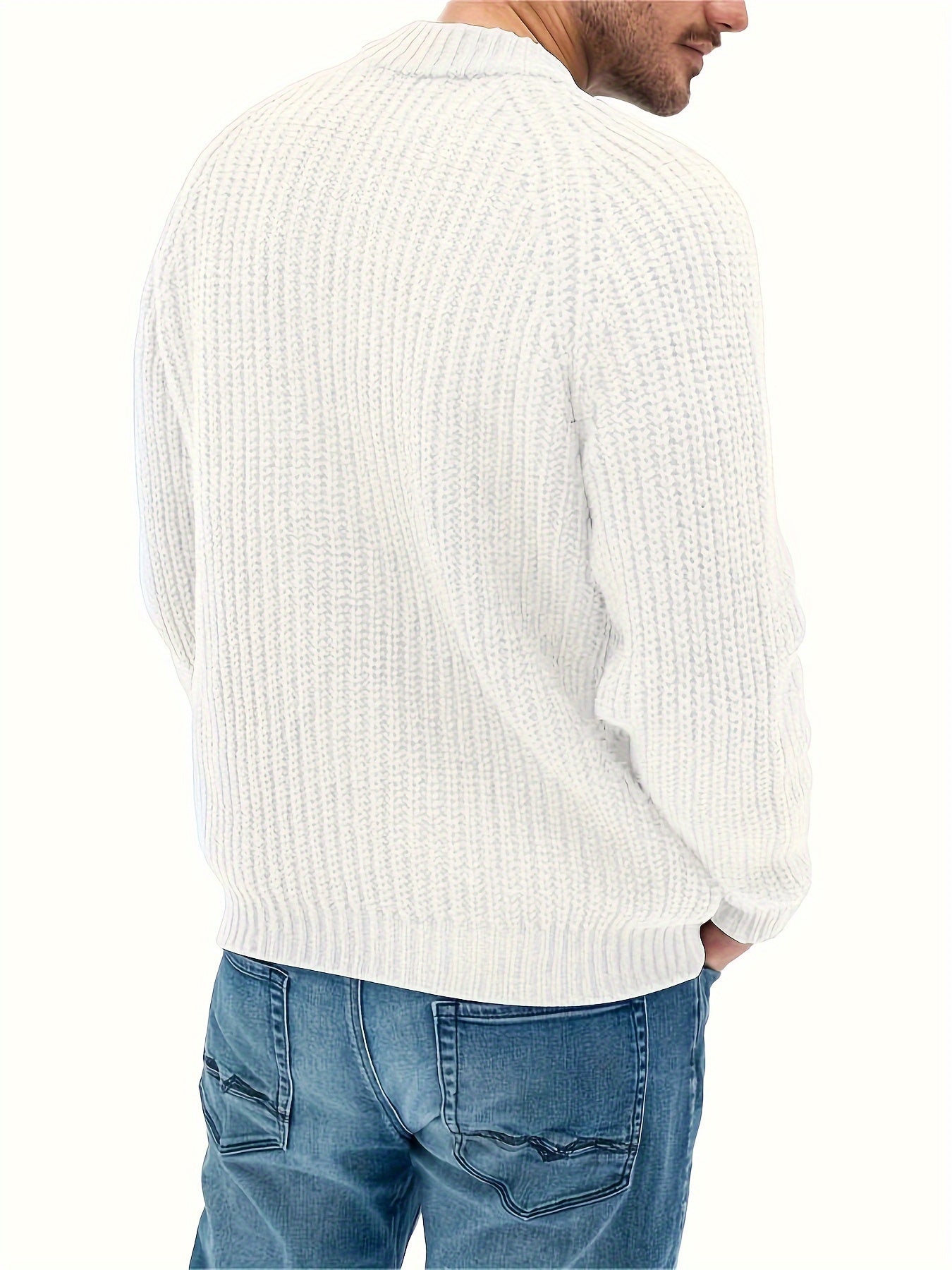 Men’s Chunky Ribbed Knit Sweater | Relaxed Crewneck | Cold-Weather Essential