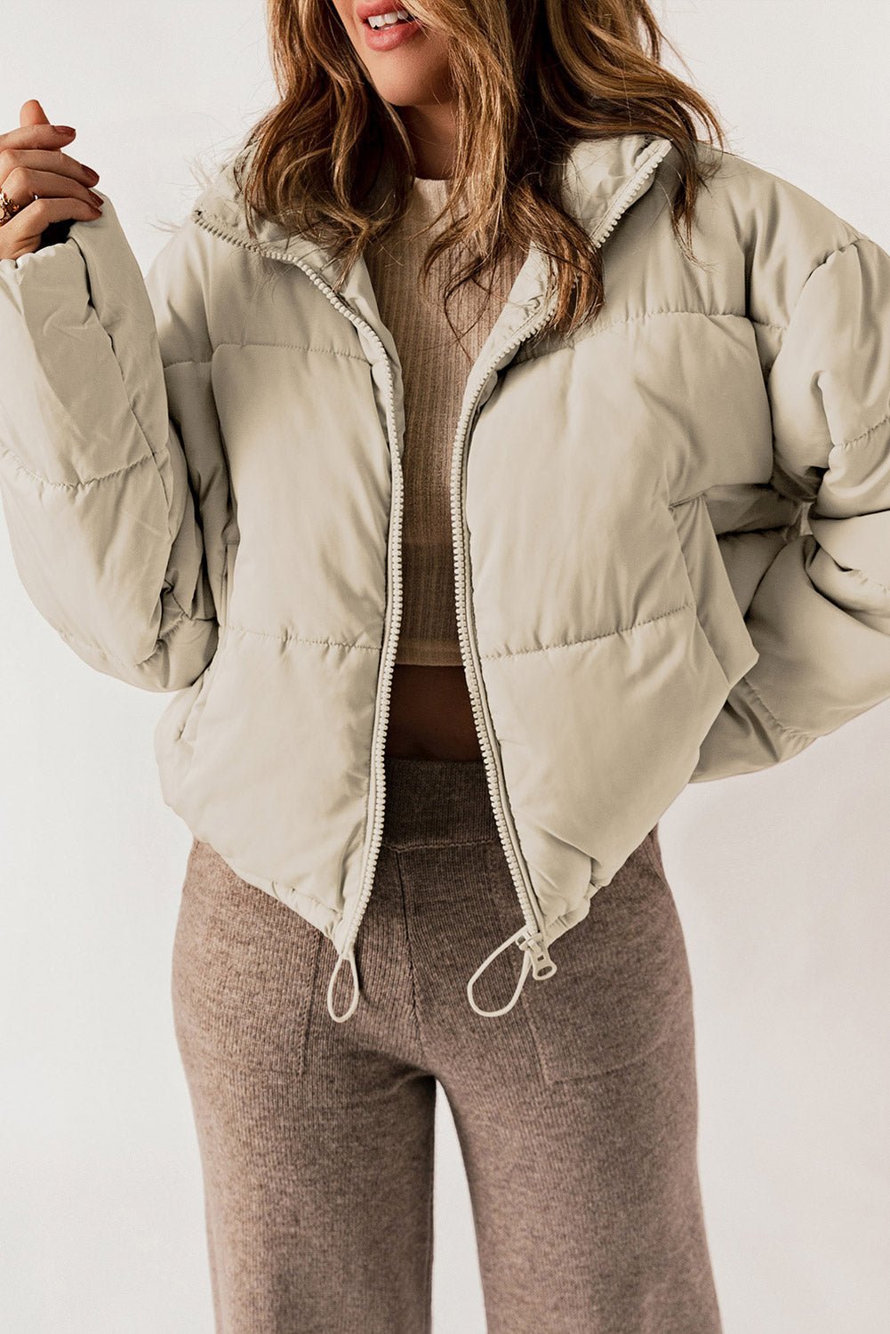 Cropped Puffer Jacket | High Collar | Lightweight Warmth | Winter Casual