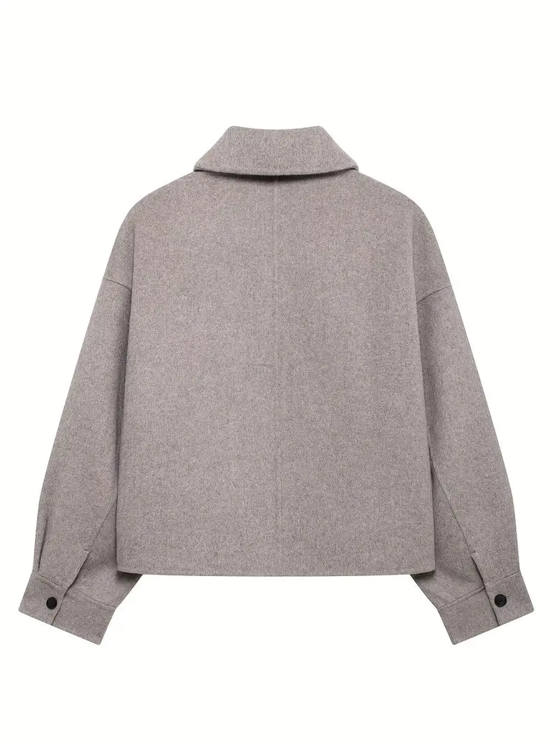 Cropped Wool-Blend Jacket | Minimalist Design | Boxy Fit | Modern Layer