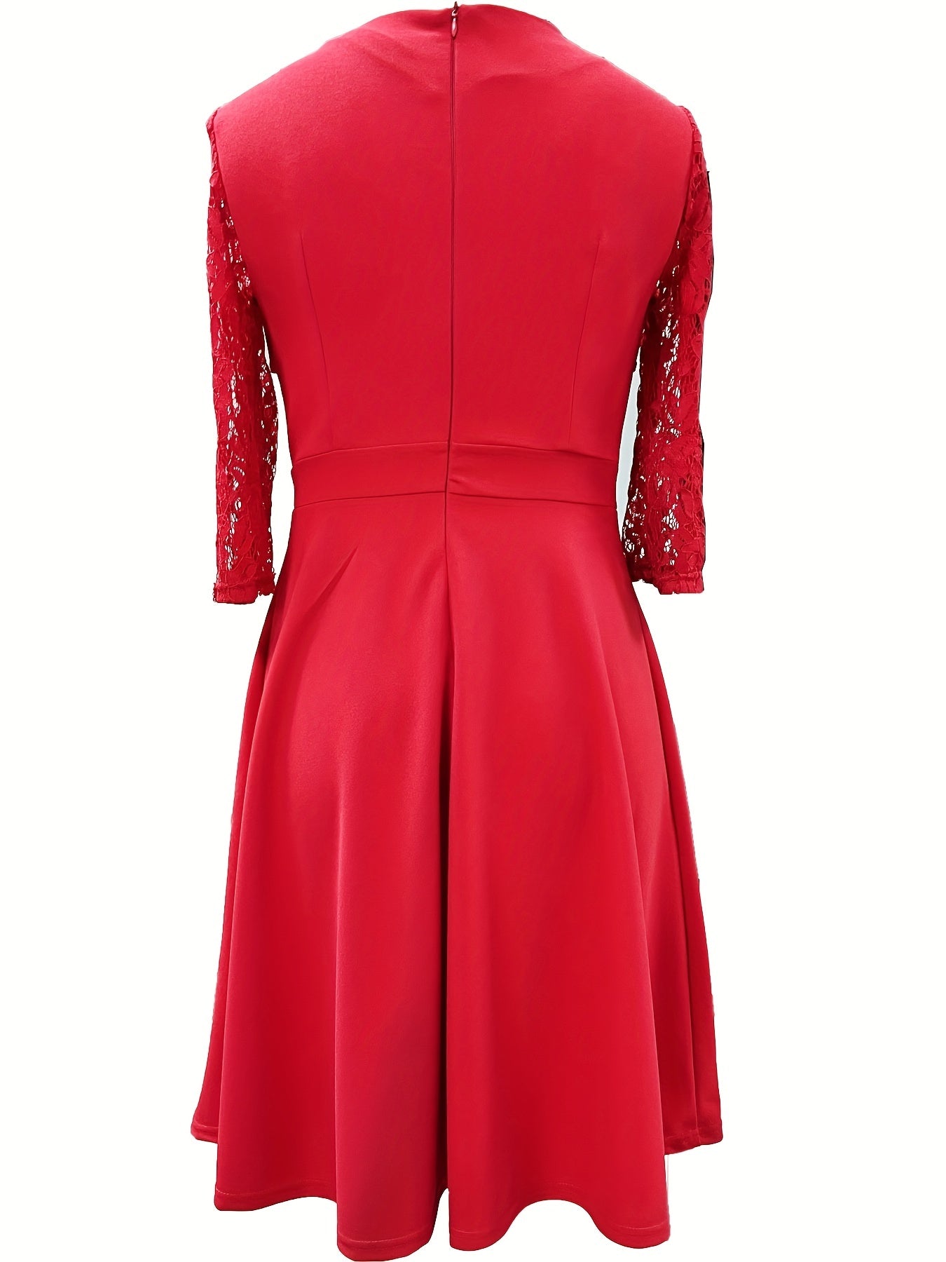 Elegant A-Line Dress | Sheer Lace Sleeves | Knee-Length | Versatile Occasion Wear