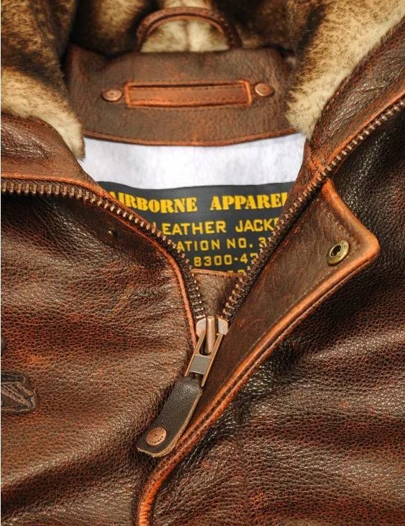 Vintage Aviator Bomber Jacket | Genuine Distressed Leather | Removable Hood | Rugged Winter Style