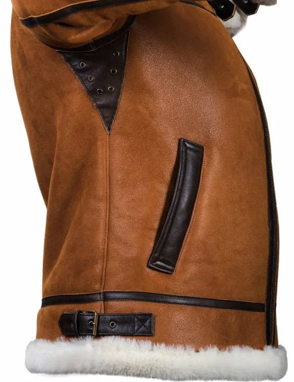 Premium Shearling Aviator Jacket | Genuine Leather | Plush Lining with Fur Trim Hood | Ultimate Winter Outerwear