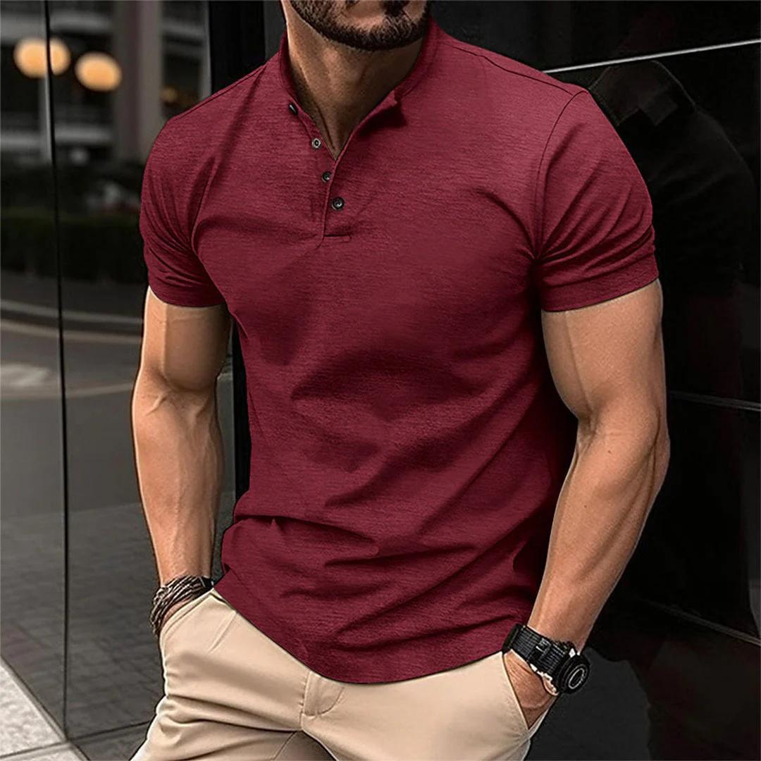 Men’s Fitted Stretch Polo Shirt | Button Placket | Short Sleeve Athletic Fit