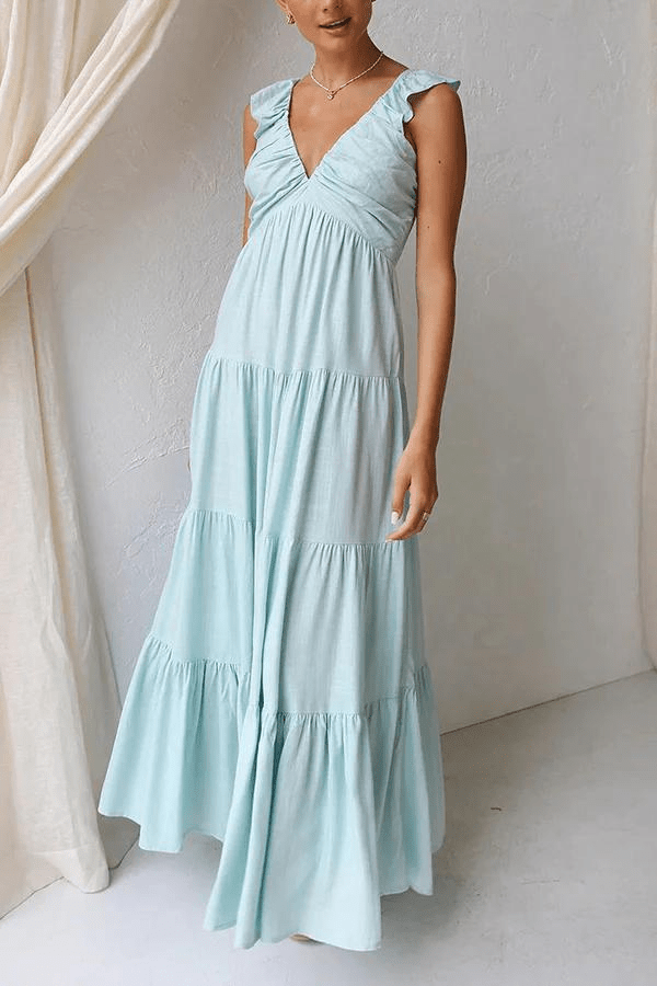 Ruffled Cotton Maxi Dress | Tiered Design | Casual Summer Essential