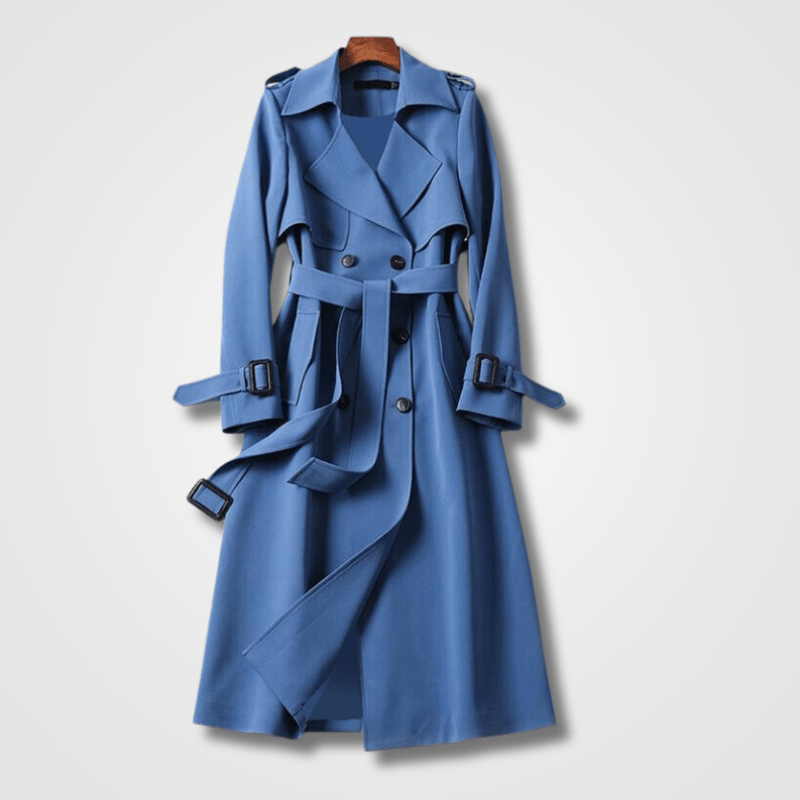 Classic Long Trench Coat | Belted Waist | Lightweight Polyester | Timeless Outerwear