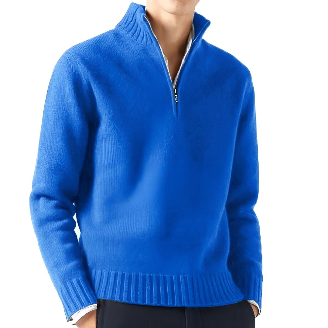 Men’s Half-Zip Sweater | Ribbed Knit Pullover | Warm Casual Layer